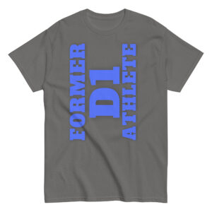 Men's classic tee Former-D1-Athlete-(Alpha)-Vertical-in-Royal-Blue-Letters
