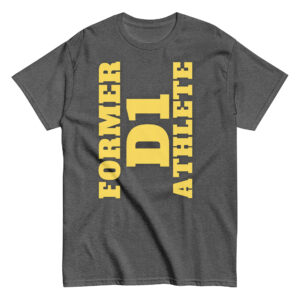 Men's classic tee Former-D1-Athlete-(Alpha)-Vertical-in-Yellow-Letters