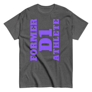 Men's classic tee Former-D1-Athlete-(Alpha)-Vertical-in-Pruple-Letters