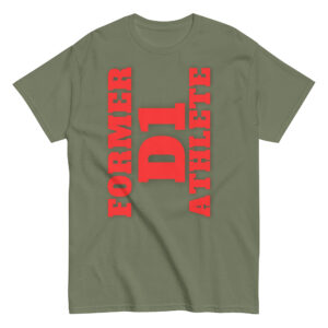 Men's classic tee Former-D1-Athlete-(Alpha)-Vertical-in-Red-Letters