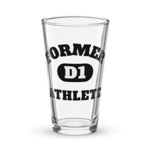 Shaker pint glass Forer-D1-Athlete-(Alpha)D1-in-Black-Letters
