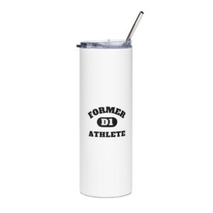 Stainless steel tumbler Former-D1-Athlete-(Alpha)-Circle-in-Black-Letters