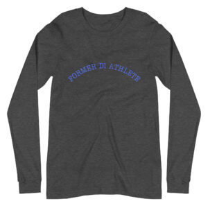 Unisex Long Sleeve Tee Former-D1-Athlete-(Type)-Half-Line-in-Royal-Blue-Letters