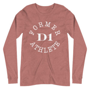 Unisex Long Sleeve Tee Former-D1-Athlete-(Type)-in-White-Letters