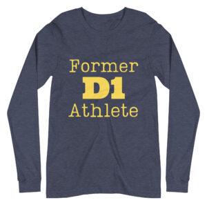 Unisex Long Sleeve Tee Former-D1-Athlete-(Type)-in-Yellow-Letters