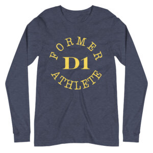 Unisex Long Sleeve Tee Former-D1-Athlete-(Type)-in-Yellow-Letters