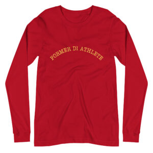 Unisex Long Sleeve Tee Former-D1-Athlete-(Type)-Half-Line-in-Yellow-Letters