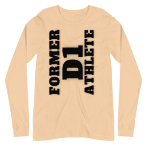 Unisex Long Sleeve Tee Former-D1-Athlete-(Alpha)-Vertical-in-Black-Letters