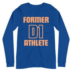 Unisex Long Sleeve Tee Former-D1-Athlete-(Futura)-in-Orange-Letters