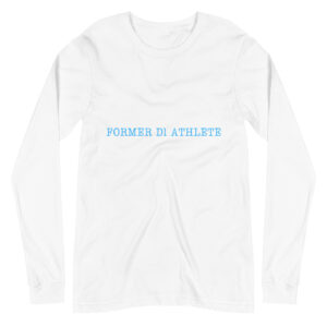 Unisex Long Sleeve Tee Former-D1-Athlete-(Type)-Line-in-in--Light-Blue-Letters