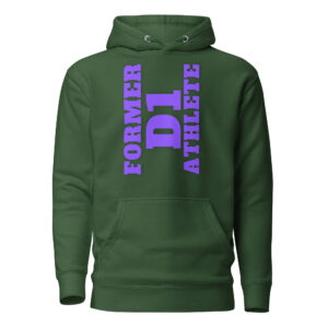 Unisex Hoodie Former-D1-Athlete-(Alpha)-Vertical-in-Purple-Letters
