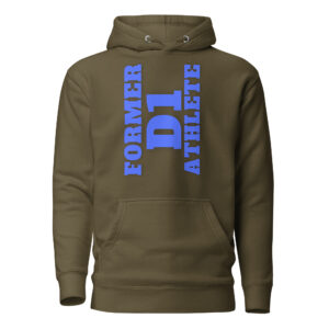 Unisex Hoodie Former-D1-Athlete-(Alpha)-Vertical-in-Royal-Blue-Letters