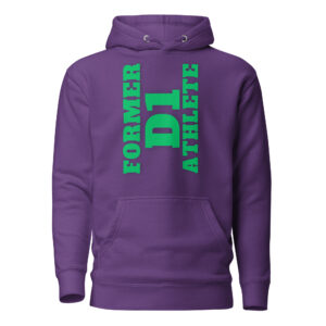 Unisex Hoodie Former-D1-Athlete-(Alpha)-Vertical-in-Green-Letters
