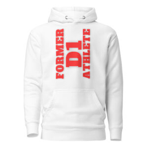 Unisex Hoodie Former-D1-Athlete-(Alpha)-Vertical-in-Red-Letters