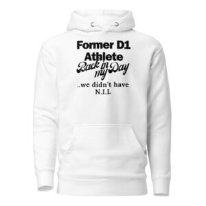 Unisex Hoodie Former-D1-Athlete-(ITC)-Back-in-My-Day-in-Royal-Blue-Letters