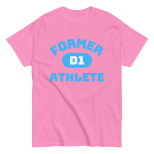 Unisex classic tee Former-D1-Athlete-(Bungee)-in-Light-Blue-Letters
