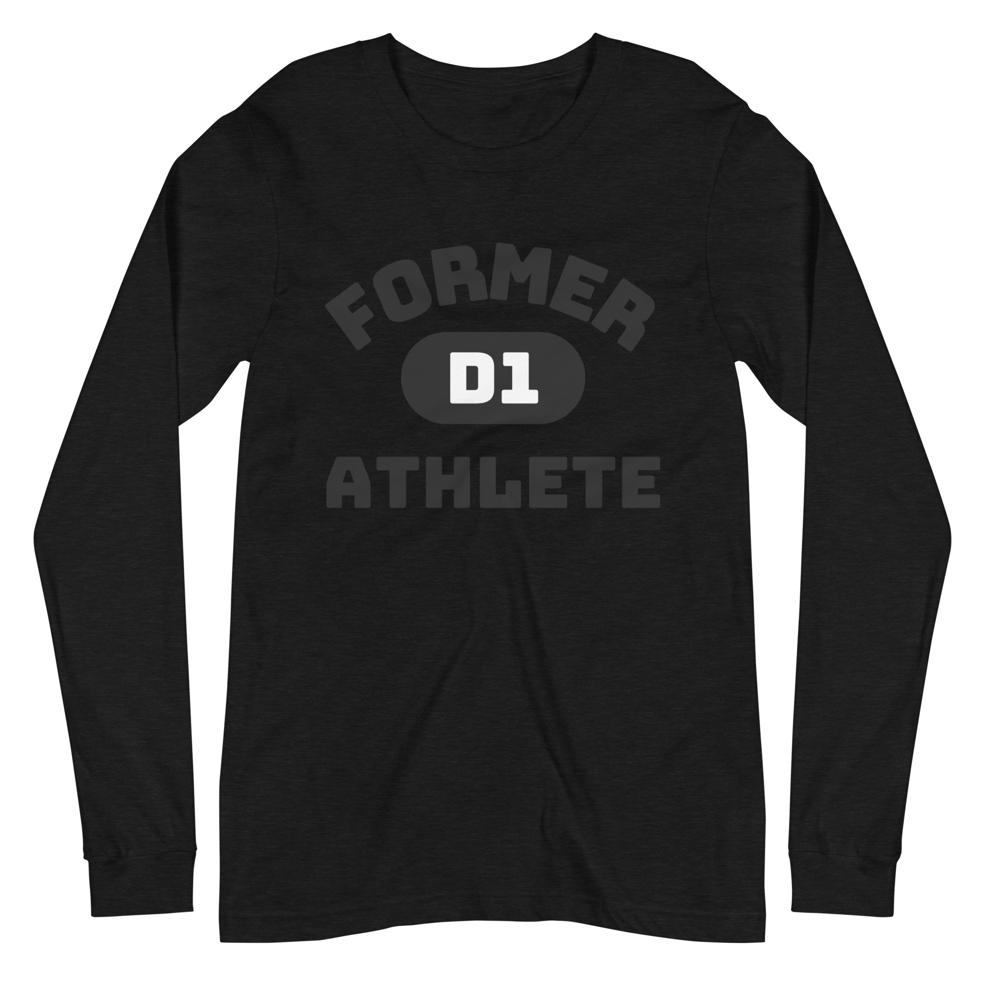 Unisex Long Sleeve Tee Former-D1-Athlete-(Bungee)-in-Black