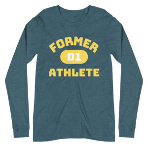 Unisex Long Sleeve Tee Former-D1-Athlete-(Bungee)-in-Yellow-Letters