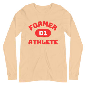 Unisex Long Sleeve Tee Former-D1-Athlete-(Bungee)-in Red Letters
