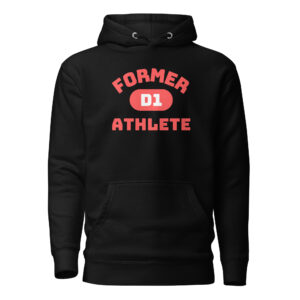Unisex Hoodie Former-D1-Athlete-(Bungee)-in Red Letters