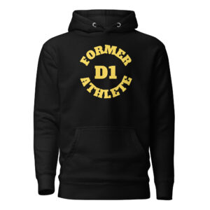 Unisex Hoodie Former-D1-Athlete-(Alpha)-Circle-in-Yellow-Letters