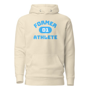 Unisex Hoodie Former-D1-Athlete-(Bungee)-in-Light-Blue-Letters