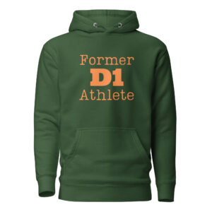 Unisex Hoodie Former-D1-Athlete-(Type)-in-Orange-Letters