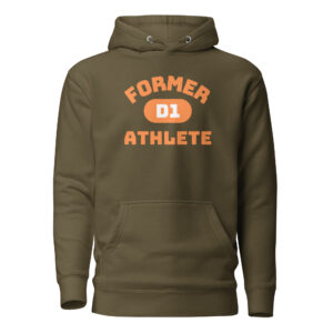 Unisex Hoodie Former-D1-Athlete-(Bungee)-in-Orange-Letters
