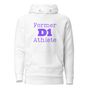 Unisex Hoodie Former-D1-Athlete-(Type)-in-Purple-Letters
