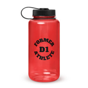 Wide mouth plastic water bottle Former-D1-Athlete-(Alpha)-Circle-in-Black-Letters